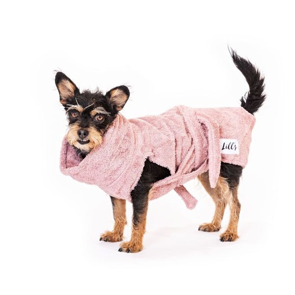 Lill's Hundebademantel aus Bio-Baumwolle PINK BERRY