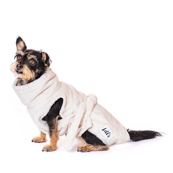 Lill's Hundebademantel aus Bio-Baumwolle WEISS